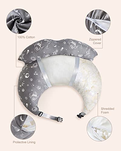 Insugar Nursing Pillow For Breastfeeding, Plus Size Shredded Memory Foam Breastfeeding Pillows For Mom And Baby, More Support With Fence Protection, Adjustable Waist Strap, Removable Cotton Cover #TOP1