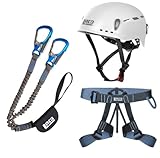 Generisch LACD Klettersteigset Pro Evo 3.0 + Klettergurt Easy EXP + Helm Protector 2.0 (White)