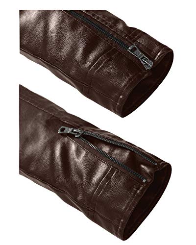 Image of Leather Jacket Men Black Slim Fit Motorcyle Lightweight
