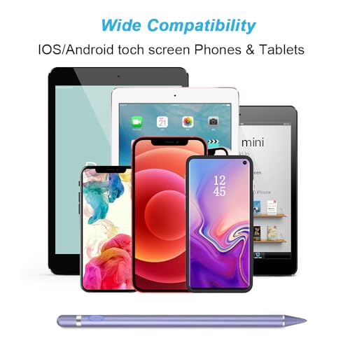 Image of DOGAIN Active Stylus Pen for Touchscreen, iPad Pencil 1.5mm Fine Point Pen, Digital Pens Rechargeable for Tablet, Stylus Pens Compatible with iPad Air /Mini /Pro /Android /iPhone and Most Device - Purple
