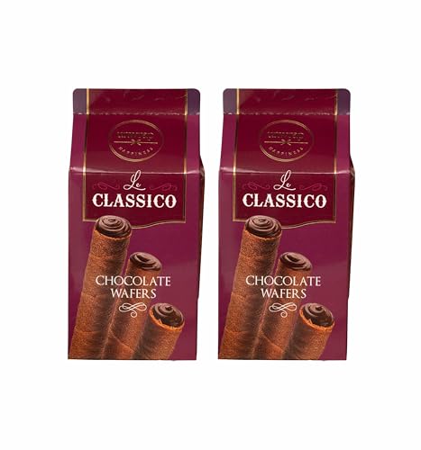 Image of Unwrap Happiness Le Classico Chocolate Wafer 2 x 85 Grams | Wafer Chocolate Rolls | Combo Pack Offer Pack | Zero Cholesterol | Vanilla Flavour | Choco Cream Filled Rolls | Snack For School Kids