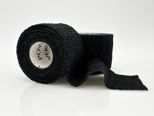 OVIK Health PowerFlex Self-Adhering Sports Wrap for Injury Prevention & Post-Injury Stability Medical-Grade Sweat & Water Resistant First Aid Wrap for Athletes - Black 2 inch 2 Rolls