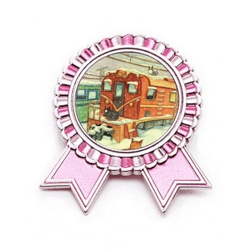 Broche chat Miaoji hiver style médaille rose pour amateurs d'art félin