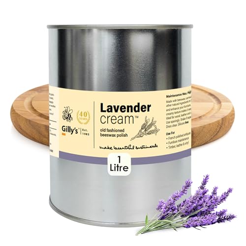Gilly's Cream Polish Lavender 1Litre - Beeswax-Based Furniture Polish for Timber, Leather, Vinyl & Linoleum | Easy Apply | Protects & Buffs to High Sheen | Ideal for Antiques & French Polished Pieces