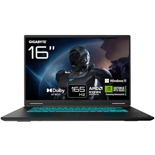 Gigabyte Gaming A16 Laptop – 16', 165Hz WUXGA, Ryzen 7 260, RTX 5050, 16GB DDR5 5200MHz, 1TB Gen4 SSD, Windows 11 Home, 2 Jahre Garantie, Dolby Atmos, Gaming A16 3THK3DE894SH
