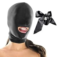 BDSMYEE Bondage SM Maske Sexspielzeug mit Satin Bondage Riemen,Einstellbar Elastisch Kopfmaske für Rollenspiel,Ledermaske fetisch Maske für Paar Männer Frauen(Lycra)