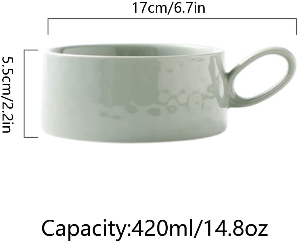 Miska na płatki, miska na zupę, miska na herbatę, 14 uncji miski na zupę Kubek na zupę z uchwytami, ceramiczny zestaw talerzy śniadaniowych na śniadanie Zupa kanapkowa Kawa Miski do serwowania płatków