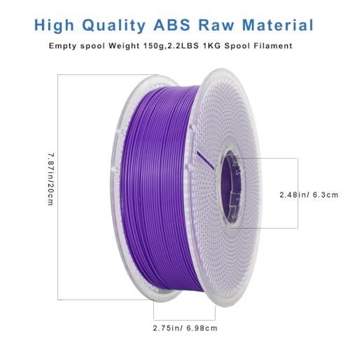 Image of 3D Printer Filament 1.75mm, Neatly & Strong 1.75mm Filament for 3D Printing, Accuracy + /- 0.02mm 1KG Spool(2.2lbs), ABS Purple 1KG