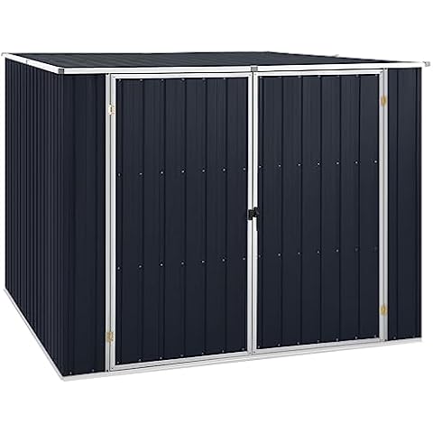 vidaXL Galvanised Steel Garden Shed with Double Doors Cover