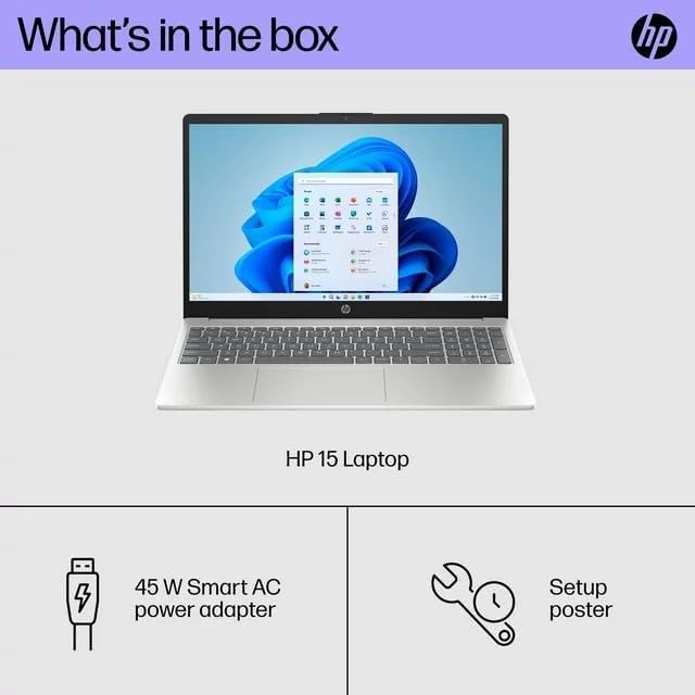 Image of HP 15.6 Inch Laptop with 1-Year Free Microsoft Office 365 | Intel Pentium N200, 4-Core CPU | 8GB RAM, 128GB SSD | Intel UHD Graphics | Full-Size Keyboard | Windows 11, Natural Silver