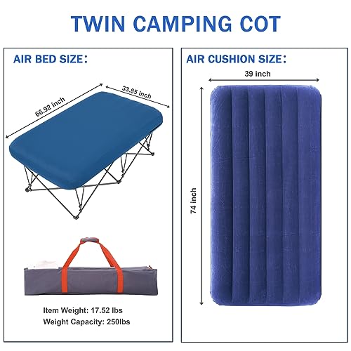 Image of KAMPKEEPER Camping Cot,Camping Cots for Adults,Folding Camping Cot with Inflatable Air Mattress and Carry Bag,for Outdoor Travel Camp Beach Vacation (not Included The Airpump)