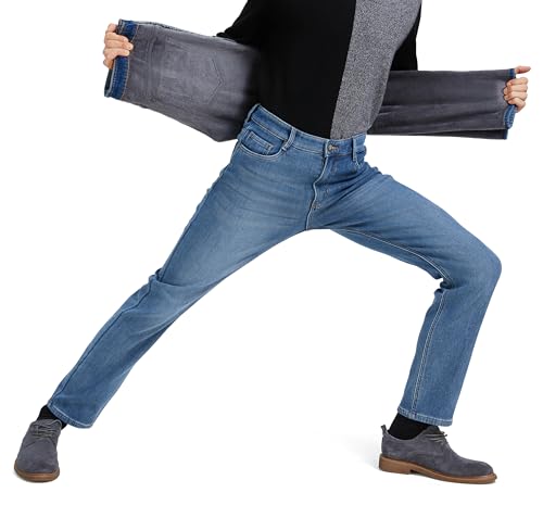 ziilay Thermojeans Herren Thermohose Schneehose gefütterte Winterhose Winterjeans mit Fleece gefüttert Hosen 6557SXBL 34W32L