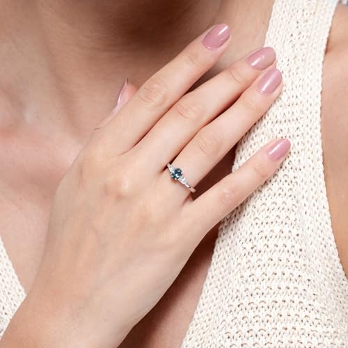 Angara Natural Teal Montana Sapphire Ring for Women | Oval Teal Montana Sapphire Three Stone Ring in 14K Solid Gold/Platinum | April Birthday, Gemstone Jewellery Gift4
