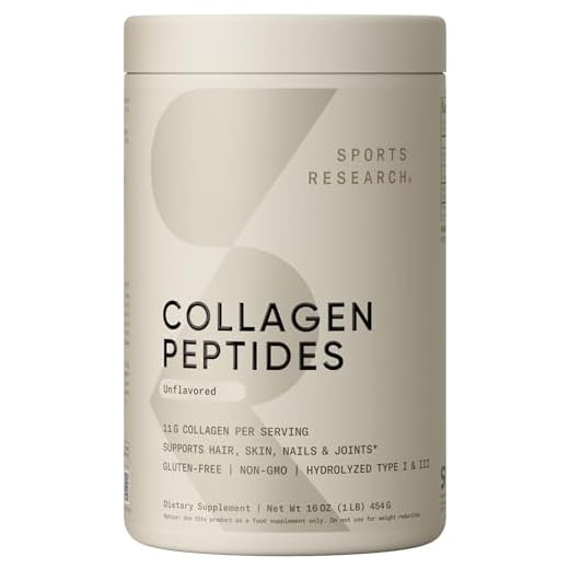 Sports Research Collagen Peptides for Women & Men, Unflavored, 16 oz., Hydrolyzed Type 1 & 3 Collagen Powder Protein Supplement for Healthy Skin, Nails, Bones & Joints