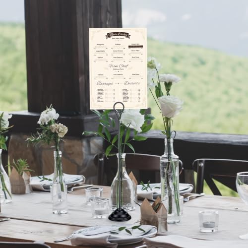 Image of 12 Pcs Table Number Holders Black 12 Inch Metal Place Card Holders Table Number Stands Tabletop Sign Stands for Photos, Menu, Memo, Notes, Wedding, Restaurant, Banquet, Birthday
