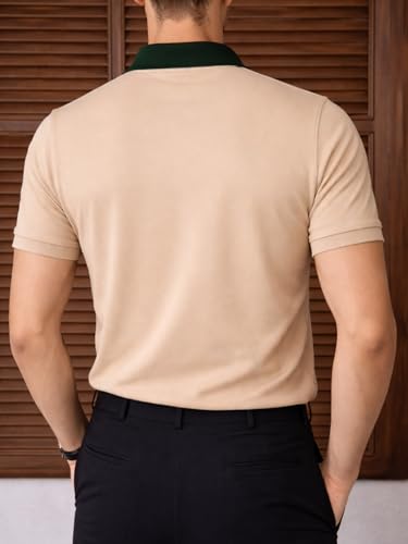 Image of Veirdo Men's Polo T-Shirt Regular Fit, Half Sleeve Contrast Collar Tee, Solid Color Summer Wear, Comfortable Travel, Casual & Office Styling (Sizes S-2XL)