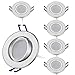 HCFEI 6er Set LED Einbaustrahler flach FLAT DIM 120°, 230V, 3W, Warmweiß 3000K, Einbauloch 68-75 mm, Silber gebürstet, Schwenkbar, Einbautiefe 25 mm