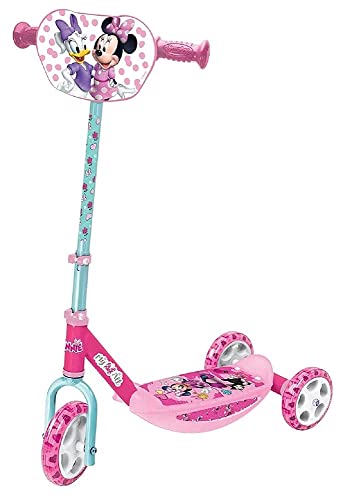 Smoby 750167 Patinete 3 Ruedas de Minnie, Manillar de Altura Regulable, Ligero y Estable, Color Rosa