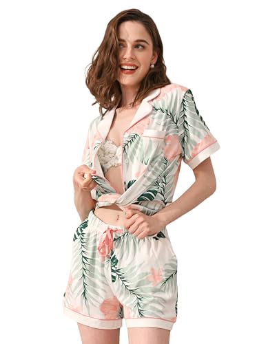Image of NAP BOUND 100% Cotton Women Pajama Sets Button Down Short Sleeve Sleepwear Soft Pjs 2 Piece Lounge Set with Pocket XS-XXL