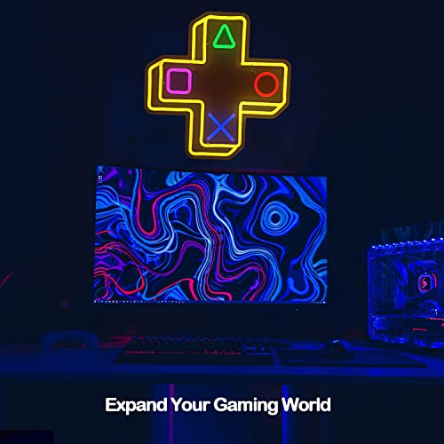 Gaming Neon Sign Lights For Bedroom Wall Decor With Usb Powered, 11.8"X 11.8" Led Game Neon Signs Light For Teen Boys Game Room Decor, Gamer Gifts, Man Cave, Halloween Christmas Decor #TOP1