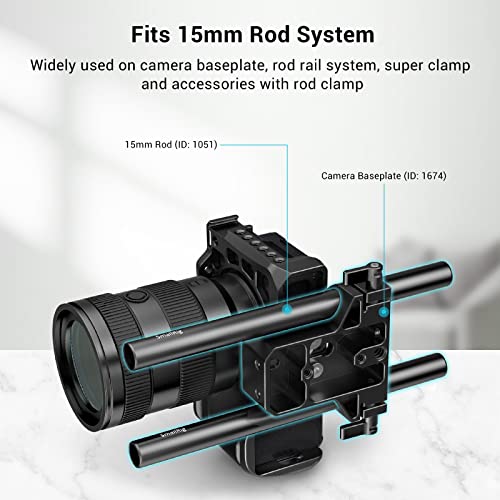 Image of SMALLRIG 8'' / 20 cm Black Aluminum Alloy 15mm Rod with M12 Female Thread