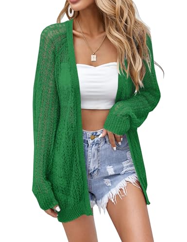Image of Women Lightweight Cardigans Crochet Summer Boho Knit Thin Long Sleeve Cardigan