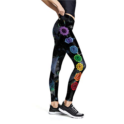 Seven Chakra Geometric Printed Women Leggings Mandala Fitness High Waist Pants Aztec Round Flower Legins KYK1186 M