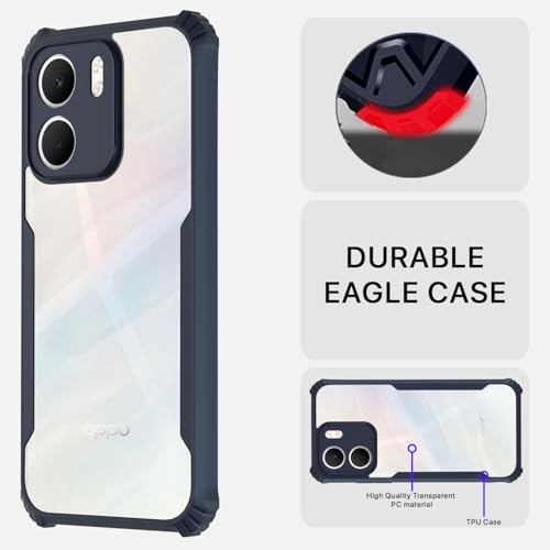 Image of Pikkme Back Cover for Oppo A5x | Ultra Hyrbid | Full Camera Protection | Raised Edge | Crystal Clear Transparent Bumper Case (Blue)