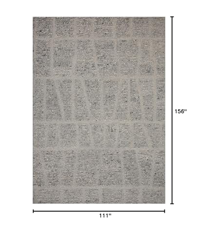 Image of Loloi Magnolia Home by Joanna Gaines Jones Slate 9'-3 inch x 13' Area Rug | Magnolia Home by Joanna Gaines JON-04 Approx. 9x13 Grey Living room Dining room Bedroom, Plush, Organic, Low-Pile, Area Rug
