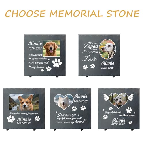 Umitive Dog Memorial Gifts for Loss of Dog, Personalized Pet Memorial Stone, Custom Dog Grave Marker with Name & Photo, Sympathy Gifts for Bereaved Pet Owners, Cemetery Decor (Style K) — view 6