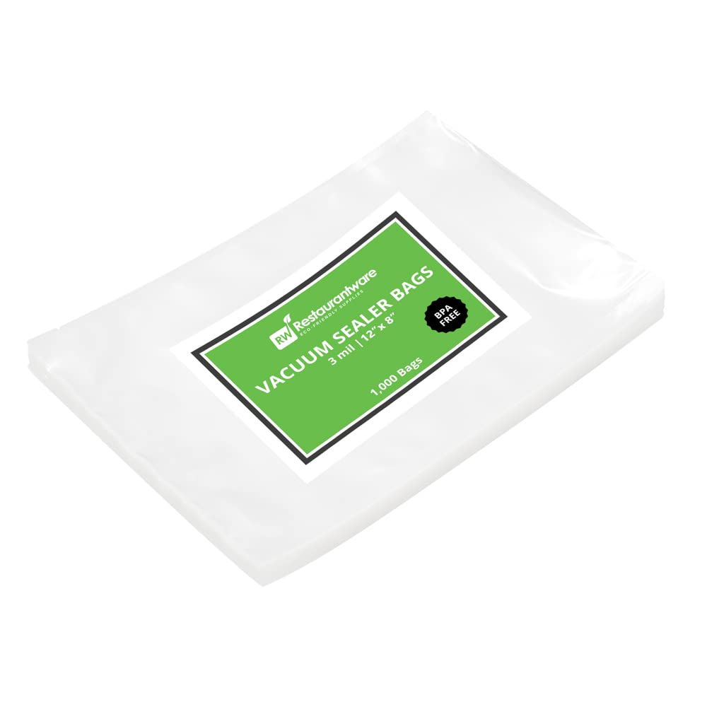 Fresh Hero - Bolsa de plástico transparente para envasado al vacío de cámara, 3 mil, sin BPA, 12 x 8 pulgadas, caja de 100 unidades