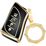 YHC Key Shell Fob Cover-Premium Car Key Case for Lexus with Gold Keychain fit 2018-2021 ES350 LC500