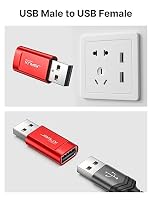 JSAUX USB Datenblocker, USB A auf USB A, Nur Laden, 4er-Pack, Rot – Ansicht 3