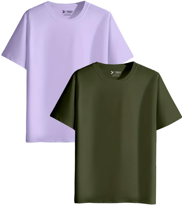 Image of XENOVAURBAN Unisex Regular Cotton Combo of 2 Solid Color Tshirt