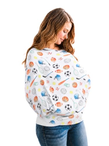 Image of Copper Pearl Nursing Cover for Breastfeeding - Multi-Use Baby Car Seat Canopy, Stroller Shade & Breast Feeding Wrap for Women, Stretchy Breathable Carseat Shawl for Boy or Girl, Varsity