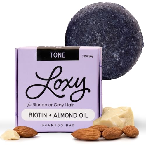 NATURL Loxy Purple Toning Shampoo Bar Soap for Blonde or Grey Hair | Biotin & Almond Oil | Vegan & Cruelty Free | Zero Waste | Made in USA