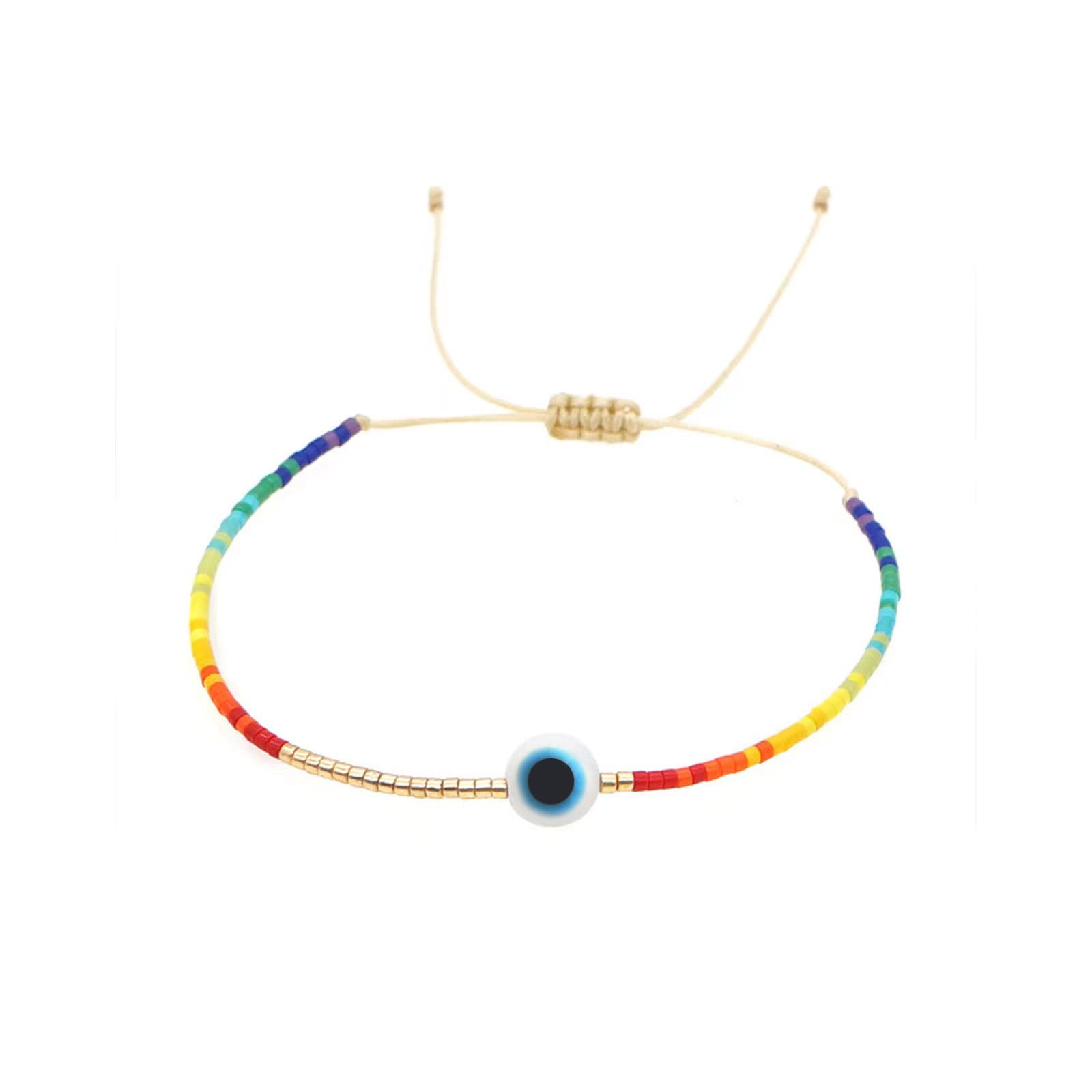 Rainbow LGBTQ Bracelet Wristband Accessories Stuff Evil Eye Beads-Bi Pride Bisexual Lesbian Les Gay Pansexual Trans Transgender-LGBT Friendship 6 Colors Gifts for Men Women Teens