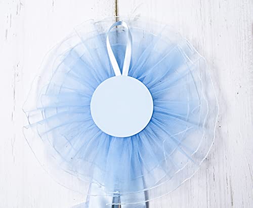 Coccarda Nascita in Tulle con nastri in raso