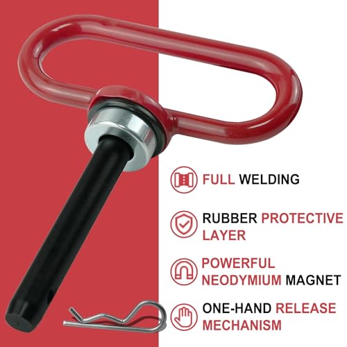 Universal Towing Hitch Kit 3/4\" Zero Turn Mower Hitch and 1/2\" Magnetic Lawn Mower Trailer Hitch Pin (Red Black) - Thumbnail 2