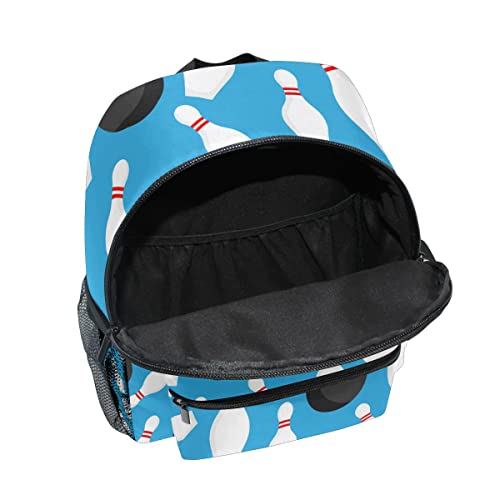Custom Kid's Name Backpack, Sport Bowling Ball Blue Toddler Backpack for Daycare Travel, Personalized Name Preschool Bookbags for Boys Girls4