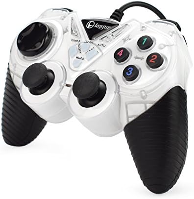 AZFUNN Dual Vibration Joystick Gamepad, USB 2.0 Wired Remote Control Game Pad Joystick for PS3 and PC Computer Laptop Window 9X/ 2000/ XP/ 7/ Vista (Black White)