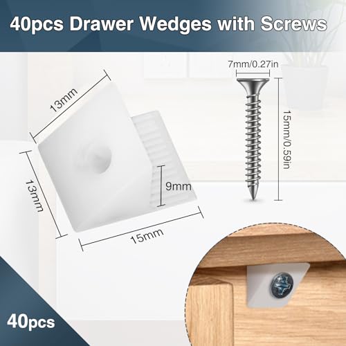VFANDV Rückwandverbinder, Schrankrückwand Befestigung Kunststoff Rückwandhalter mit Schrauben Schubladenboden Verstärkung Rückwandverbinder Schubladen Keile Halter Stabilisatoren (40)