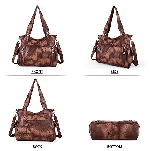 Image of Angel Kiss Handbags for Womens Top-Handle Hobo Purse Roomy Casual Shoulder Bags PU Tote Satchel Purse for Women