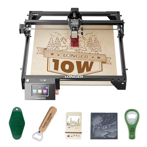 LONGER RAY5 Laser Engraver, Fully Upgraded with 10W Output, a 3.5-inch Color Touchscreen, and app-Based Offline Control; Ideal for Engraving Metal, Glass, and Wood. Working Area: 400×400 mm.