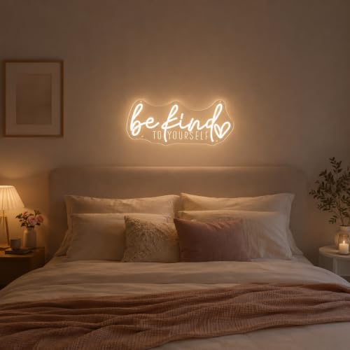 Image of Be Kind to Yourself Neon Sign USB Dimmable LED Neon Light for Wall Decor Bedroom Home Office Beauty Room Man Cave Dorm Classroom Decor, Gift for Teen Girls