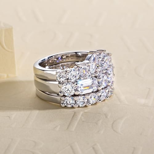 Cubic Zirconia Stackable Wedding Band Eternity Rings 5A Grade CZ Bridal Set Engagement Anniversary Band Ring for Women Size 5-94