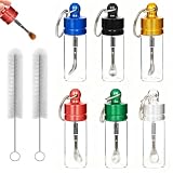 6-Piece Mini Glass Spice Jar Set (Includes Two Spoon Brushes) — Leak-proof Portable Seasoning Containers, Suitable for Camping, Hiking, Kitchen and Everyday Use — Waterproof Sealed Design