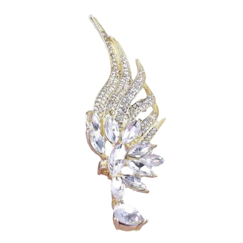 ftk Womens Feather Design Safety Pin Brooch Flower Vintage Shiny Texture Cloth Accessory-picture-48