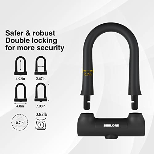 Beelord Bike U-Lock, Heavy Duty Anti-Theft Bicycle U Lock, 18Mm Shackle With Keys, Security Lock For Bicycles, E-Bikes, Scooters #TOP1