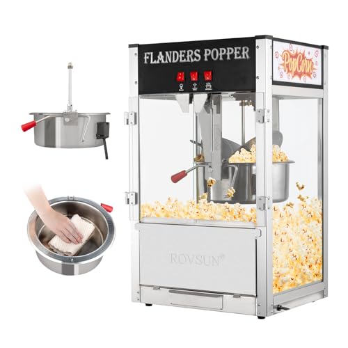 Image of ROVSUN Commercial Popcorn Machine Movie Theater Style with 16 Ounce Kettle, Countertop Popcorn Maker Machine w /Stainless Steel Scoop, Oil Spoon & 3 Popcorn Cups, ETL Certified (Black)